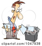 Cartoon Businessman Using A Shredder