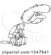 Poster, Art Print Of Cartoon Black And White Outline Design Of An Exhausted Shopaholic