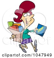 Poster, Art Print Of Cartoon Woman Carrying A Shopping Bag