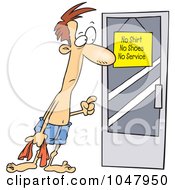 Royalty Free RF Clip Art Illustration Of A Cartoon Shirtless Man At A Door