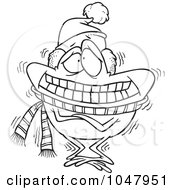 Royalty Free RF Clip Art Illustration Of A Cartoon Black And White Outline Design Of A Shivering Frog