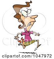 Cartoon Businesswoman Running With Her Skirt On Fire