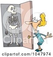 Royalty Free RF Clip Art Illustration Of A Cartoon Skeleton In A Womans Closet