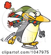 Poster, Art Print Of Cartoon Winter Penguin Ice Skating