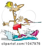 Poster, Art Print Of Cartoon Water Skiing Guy
