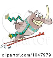 Royalty Free RF Clip Art Illustration Of A Cartoon Skiing Rhino by toonaday