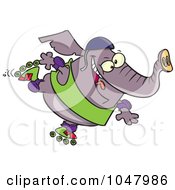 Poster, Art Print Of Cartoon Roller Blading Elephant
