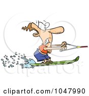 Poster, Art Print Of Cartoon Water Skiing Man