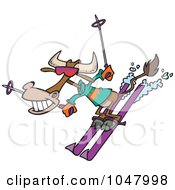 Poster, Art Print Of Cartoon Skiing Cow
