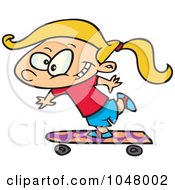 Royalty Free RF Clip Art Illustration Of A Cartoon Skateboarding Girl by toonaday