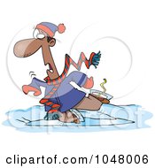 Cartoon Man Falling While Ice Skating