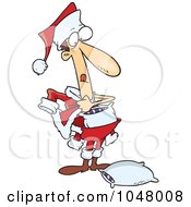 Royalty Free RF Clip Art Illustration Of A Cartoon Thin Man Dressing As Santa