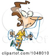 Royalty Free RF Clip Art Illustration Of A Cartoon Woman Tangled In Jump Rope