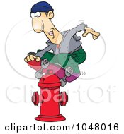 Poster, Art Print Of Cartoon Man Skateboarding On A Hydrant