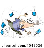 Royalty Free RF Clip Art Illustration Of A Cartoon Guy Ducking From The Falling Sky
