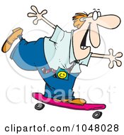 Royalty Free RF Clip Art Illustration Of A Cartoon Businessman Skateboarding by toonaday