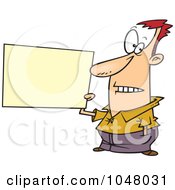Poster, Art Print Of Cartoon Guy Holding A Blank Sign