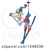 Royalty Free RF Clip Art Illustration Of A Cartoon Skier Man by toonaday