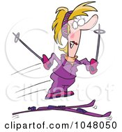 Poster, Art Print Of Cartoon Woman Losing Her Skis