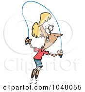 Cartoon Woman Skipping Rope