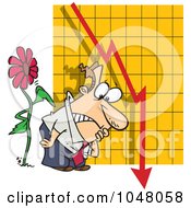 Poster, Art Print Of Cartoon Flower Tapping On A Man By A Failing Chart