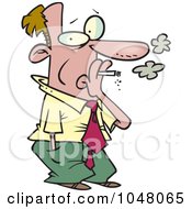 Royalty Free RF Clip Art Illustration Of A Cartoon Businessman Smoking by toonaday