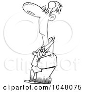 Cartoon Black And White Outline Design Of A Snotty Businessman