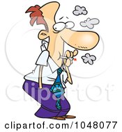 Poster, Art Print Of Cartoon Sneaky Businessman Smoking