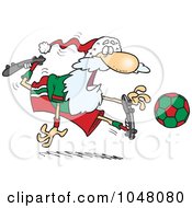 Poster, Art Print Of Cartoon Santa Playing Soccer