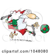 Royalty Free RF Clip Art Illustration Of A Cartoon Santa Playing Soccer