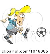 Poster, Art Print Of Cartoon Soccer Girl Kicking