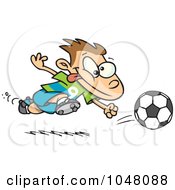 Poster, Art Print Of Cartoon Running Soccer Boy