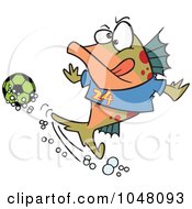 Royalty Free RF Clip Art Illustration Of A Cartoon Fish Playing Soccer