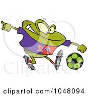 Poster, Art Print Of Cartoon Frog Playing Soccer