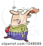 Royalty Free RF Clip Art Illustration Of A Cartoon Scared Man Watching A Spider by toonaday