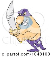 Royalty Free RF Clip Art Illustration Of A Cartoon Evil Man Holding A Sword