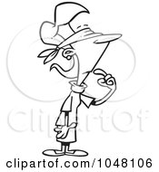 Royalty Free RF Clip Art Illustration Of A Cartoon Black And White Outline Design Of A Blindfolded Woman by toonaday