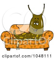 Royalty Free RF Clip Art Illustration Of A Cartoon Slimy Slug On A Sofa by toonaday