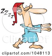 Royalty Free RF Clip Art Illustration Of A Cartoon Guy Sleep Walking