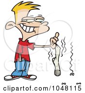 Cartoon Boy Holding A Smelly Sock