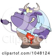 Royalty Free RF Clip Art Illustration Of A Cartoon Business Bull Rolling Up His Sleeves