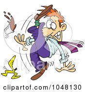 Royalty Free RF Clip Art Illustration Of A Cartoon Businessman Slipping