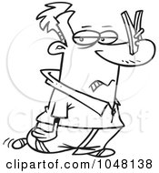 Royalty Free RF Clip Art Illustration Of A Cartoon Black And White Outline Design Of A Man Wearing A Clip On His Nose