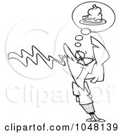 Poster, Art Print Of Cartoon Black And White Outline Design Of A Woman Smelling Pie