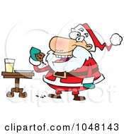 Royalty Free RF Clip Art Illustration Of A Cartoon Santa Eating Cookies by toonaday