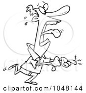 Royalty Free RF Clip Art Illustration Of A Cartoon Black And White Outline Design Of A Man Screaming Over A Cut