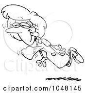 Royalty Free RF Clip Art Illustration Of A Cartoon Black And White Outline Design Of A Smitten Woman