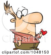 Poster, Art Print Of Cartoon Man Holding A Small Heart