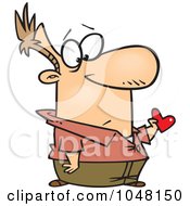 Royalty Free RF Clip Art Illustration Of A Cartoon Man Holding A Small Heart