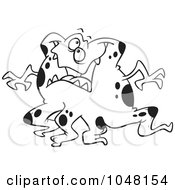Royalty Free RF Clip Art Illustration Of A Cartoon Black And White Outline Design Of A Tentacled Monster